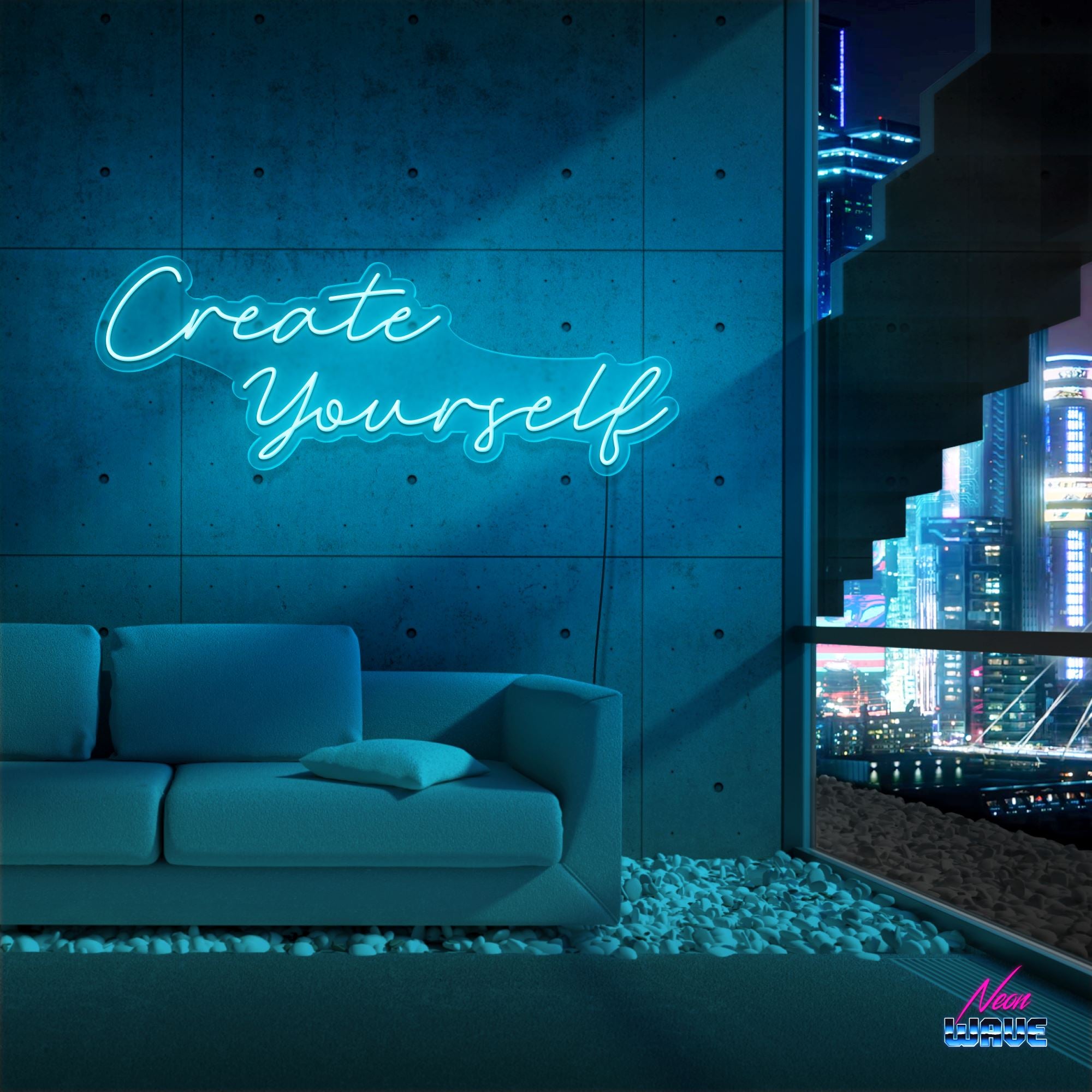 CREATE YOURSELF Neon Sign Neonwave.ch 100cm Hellblau 