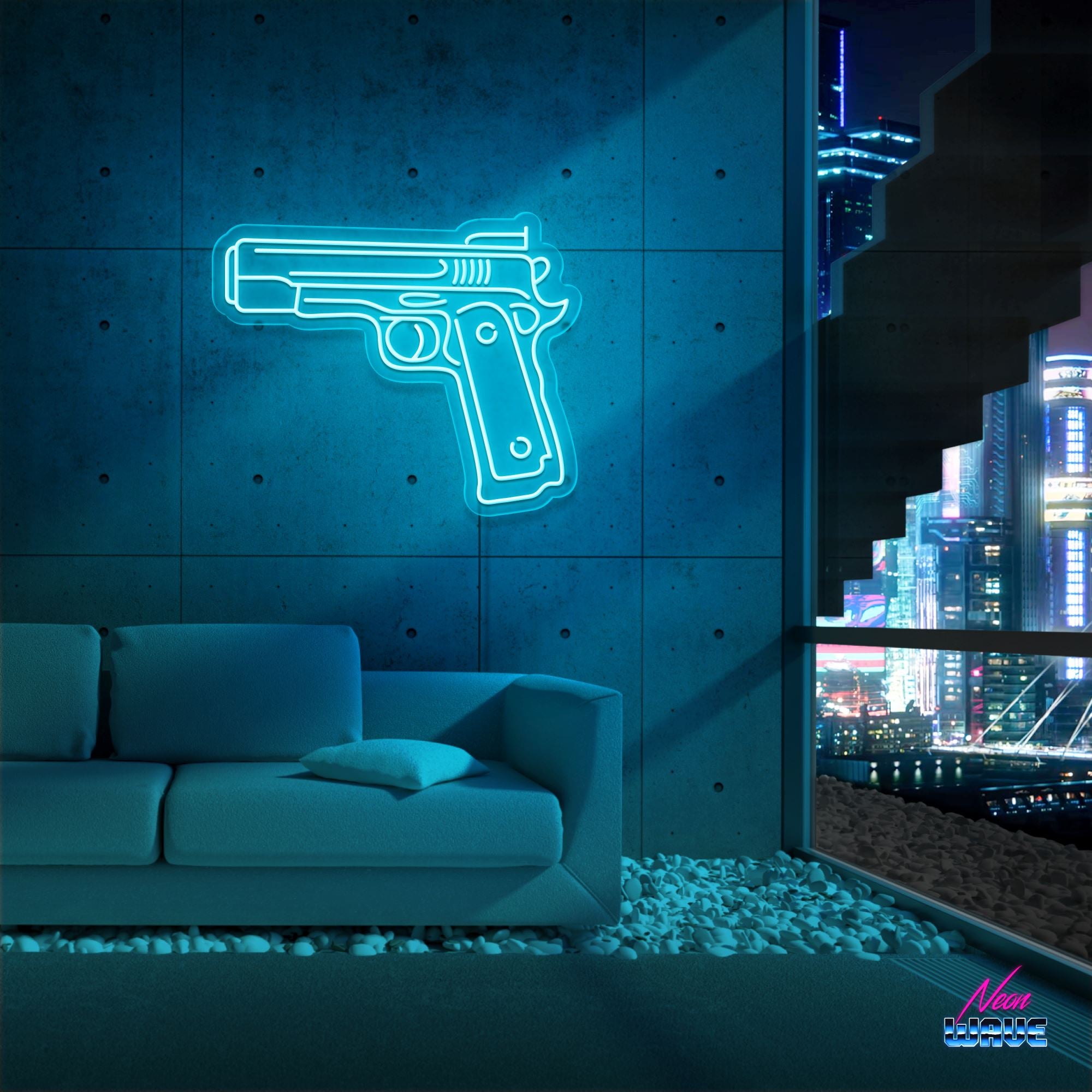 Bang Bang Neon Sign Neonwave.ch 50cm Hellblau 