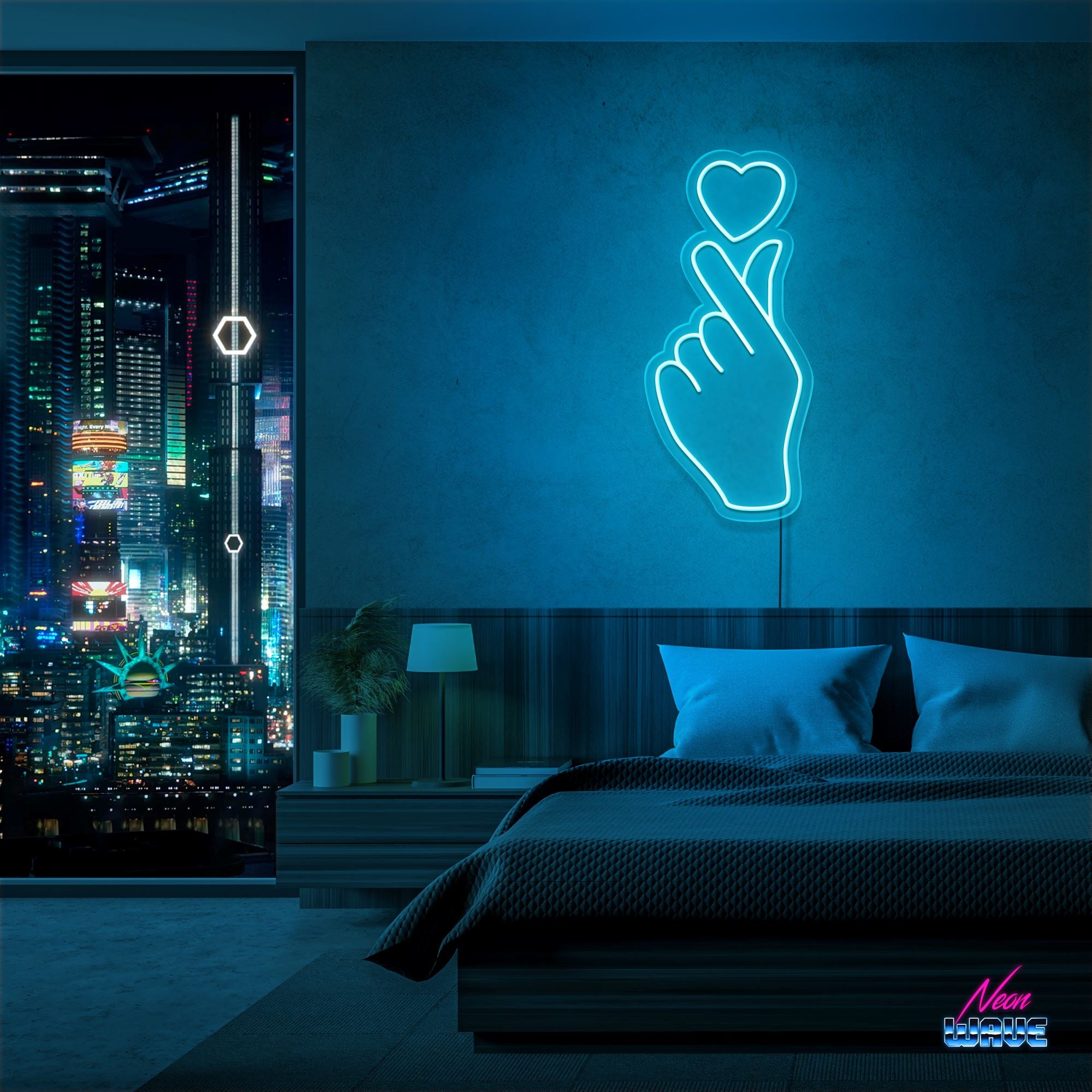 Hand Of Love Neon Sign Neonwave.ch 50cm Hellblau 