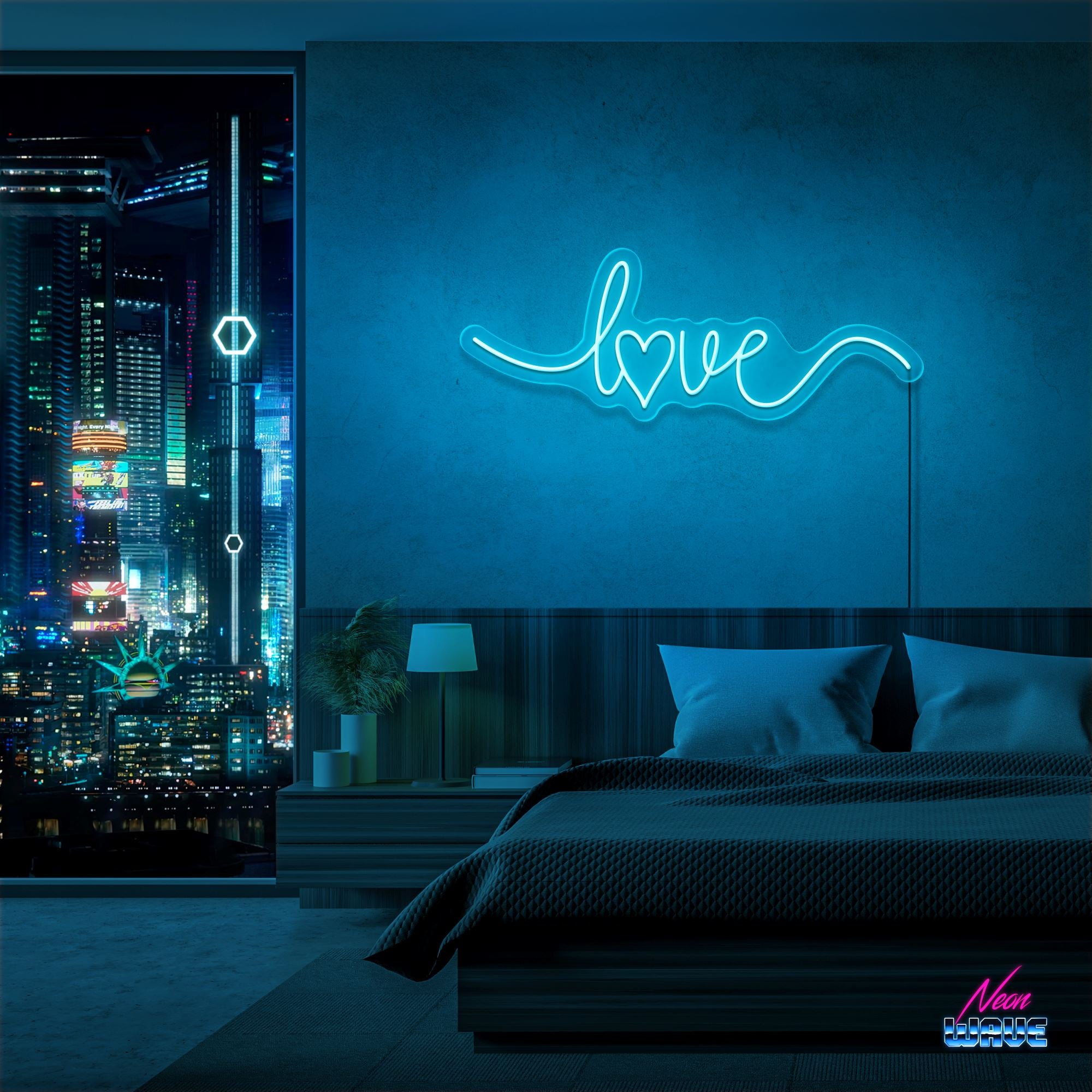 Love Heart Neon Sign Neonwave.ch 50cm Hellblau 