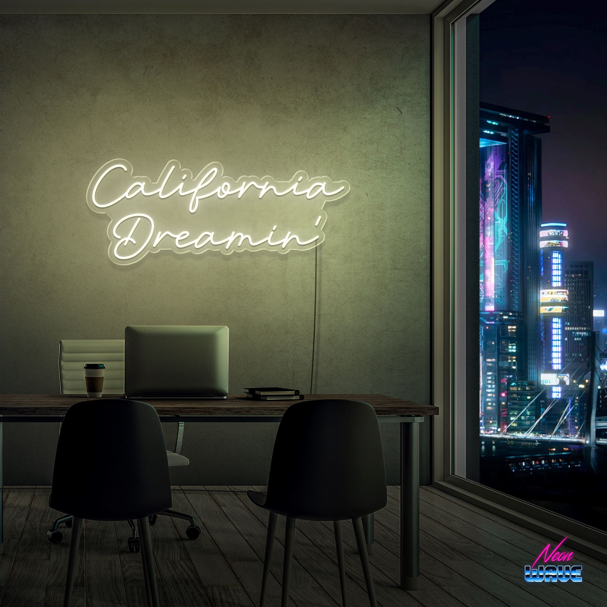 California Dreamin' Neon Sign Neonwave.ch 75cm Warmweiss 