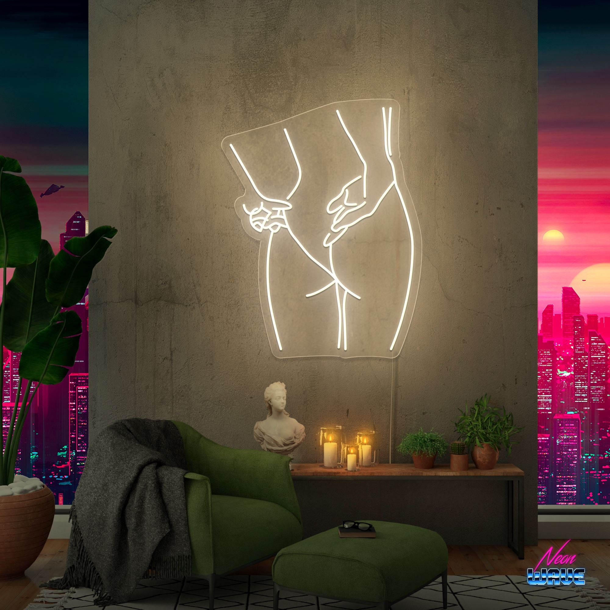 Silhouette Neon Sign Neonwave.ch 75cm Warmweiss 