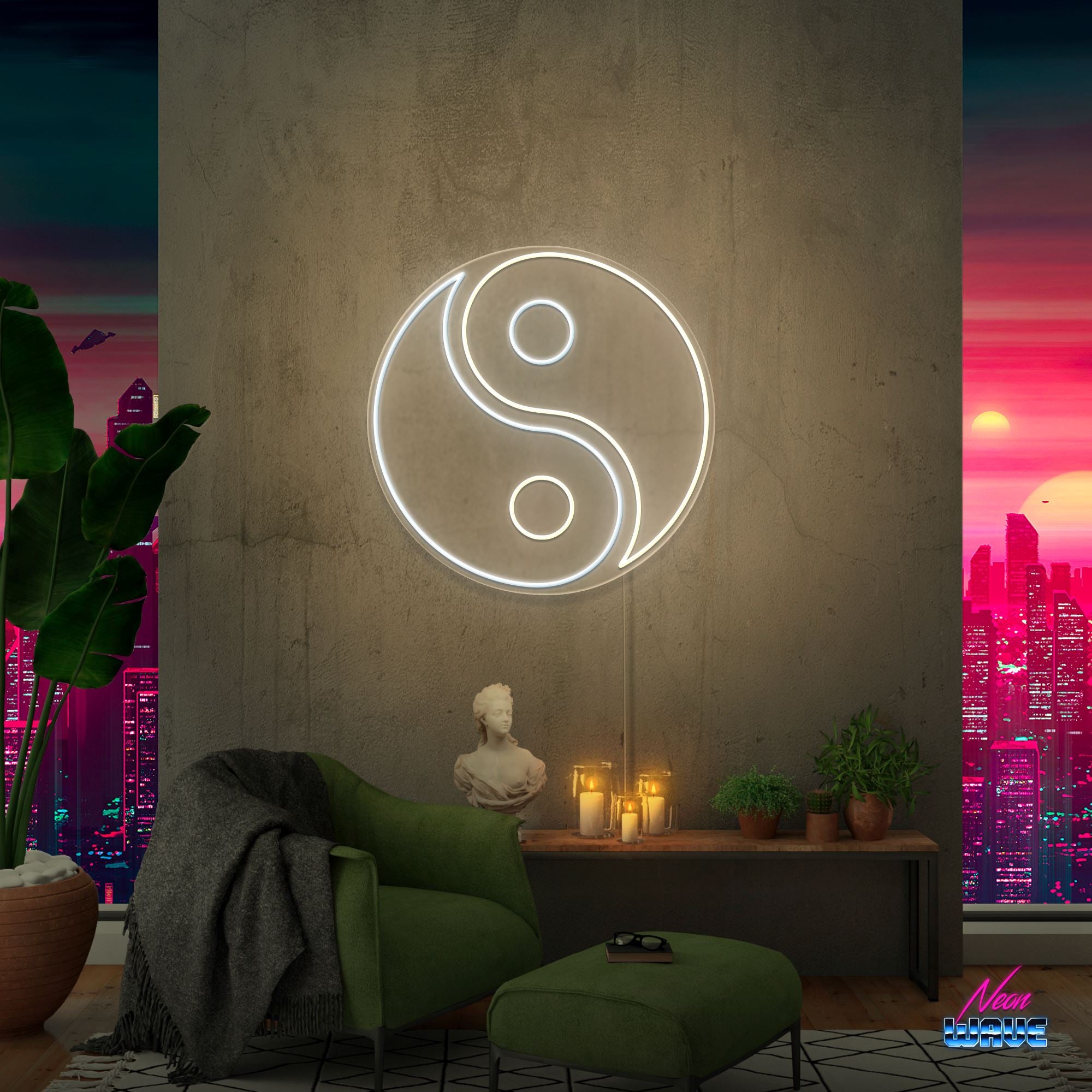 Yin und Yang Neon Sign Neonwave.ch 100 cm Warmweiss und Kaltweiss 