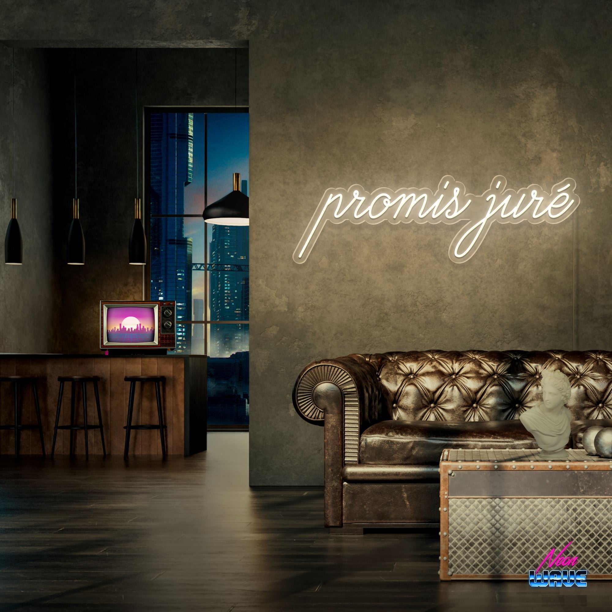 Promis juré Neon Sign Neonwave.ch 75 cm Warmweiss 