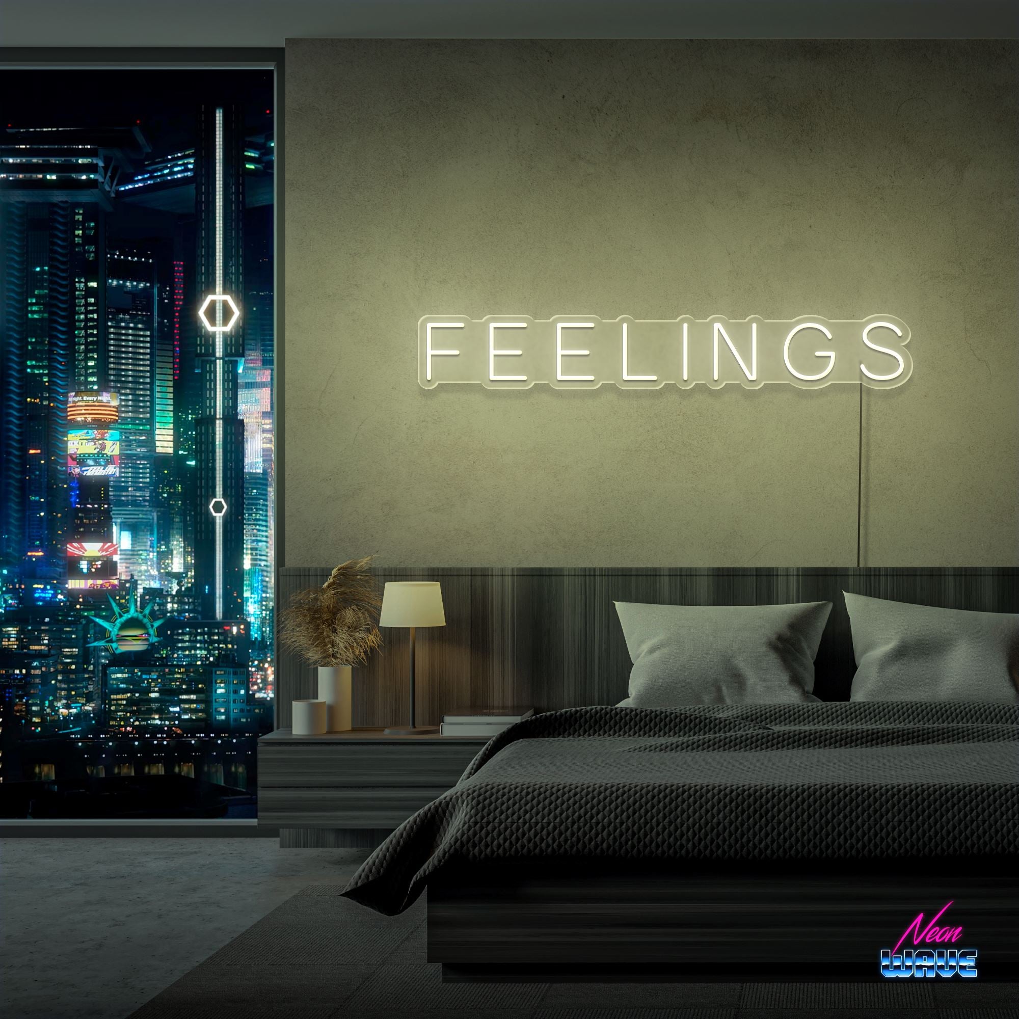 Feelings Neon Sign Neonwave.ch 50cm Warmweiss 