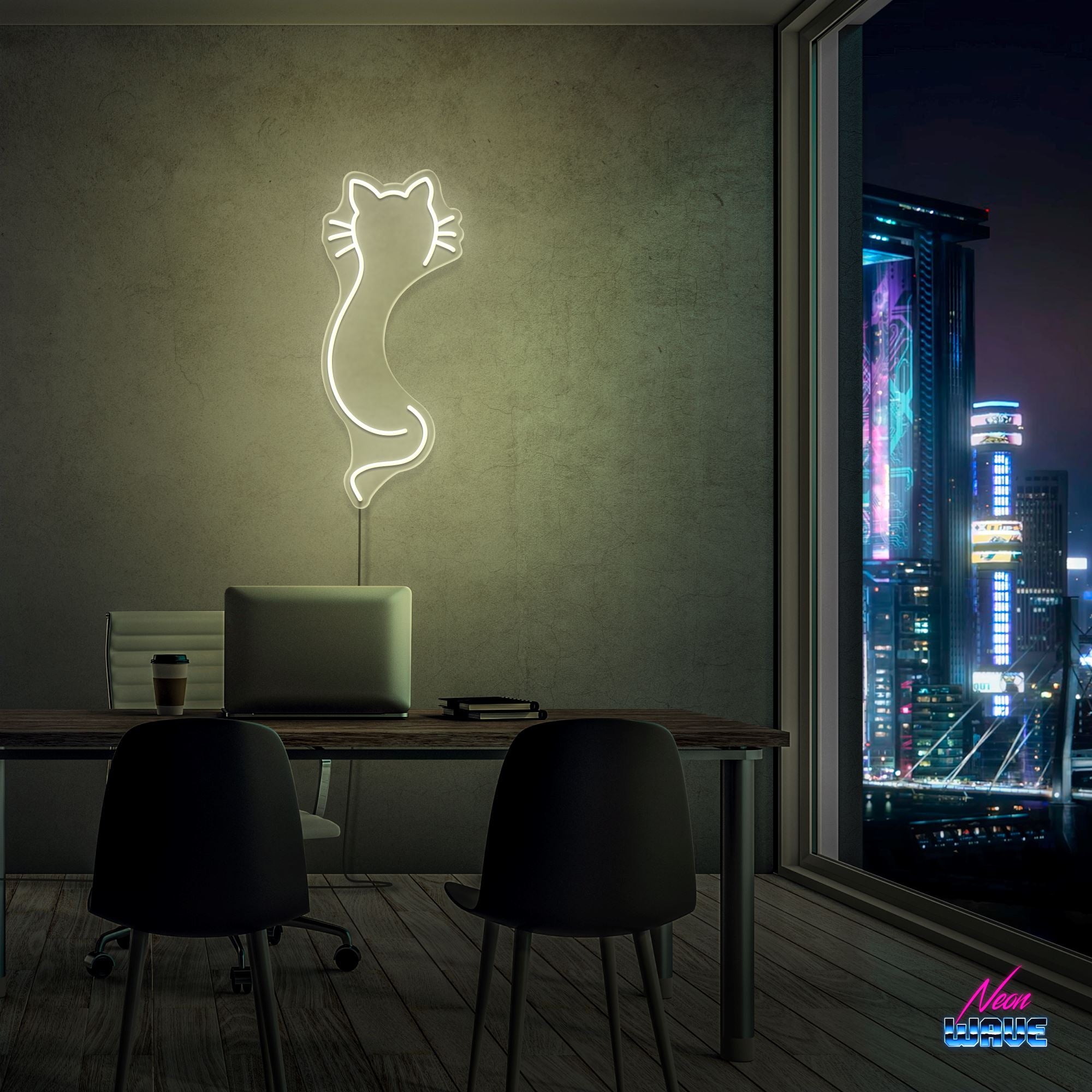 Cat Neon Sign Neonwave.ch 50cm Warmweiss 