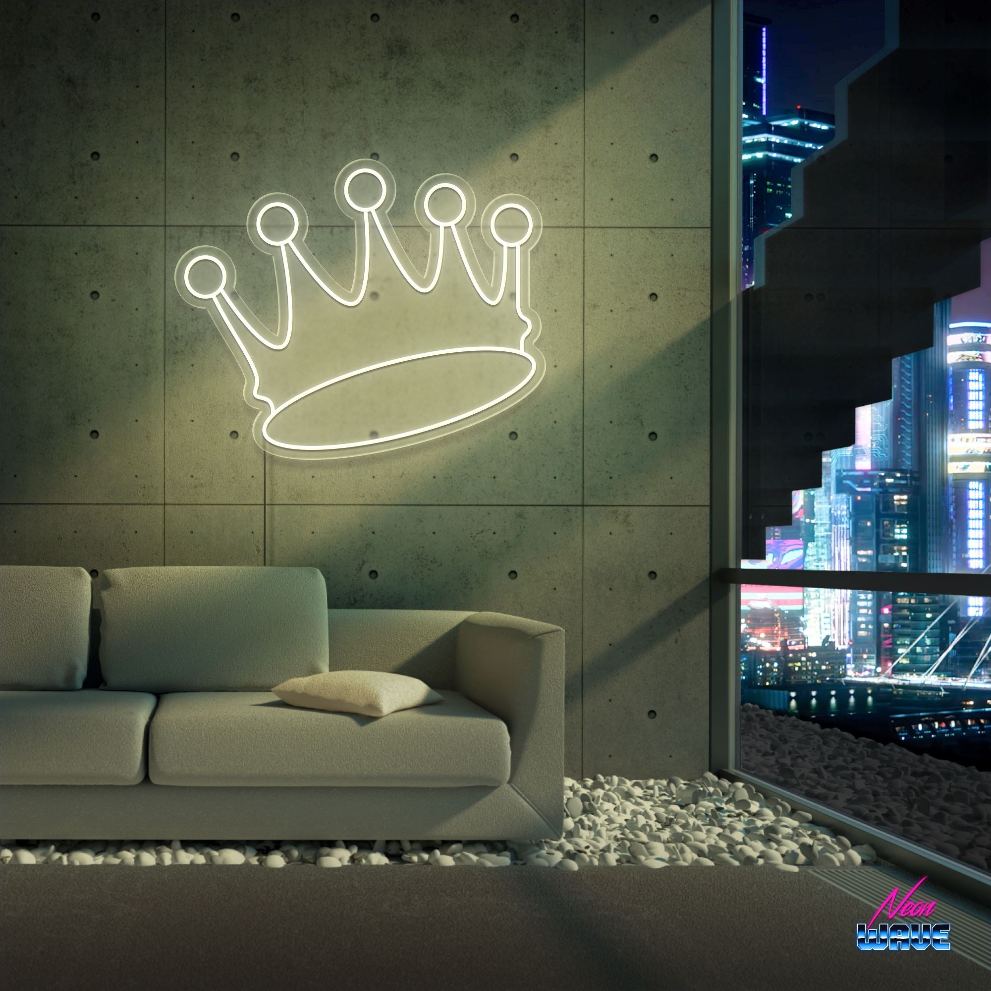 Crown ♕ Neon Sign Neonwave.ch 50cm Warmweiss 