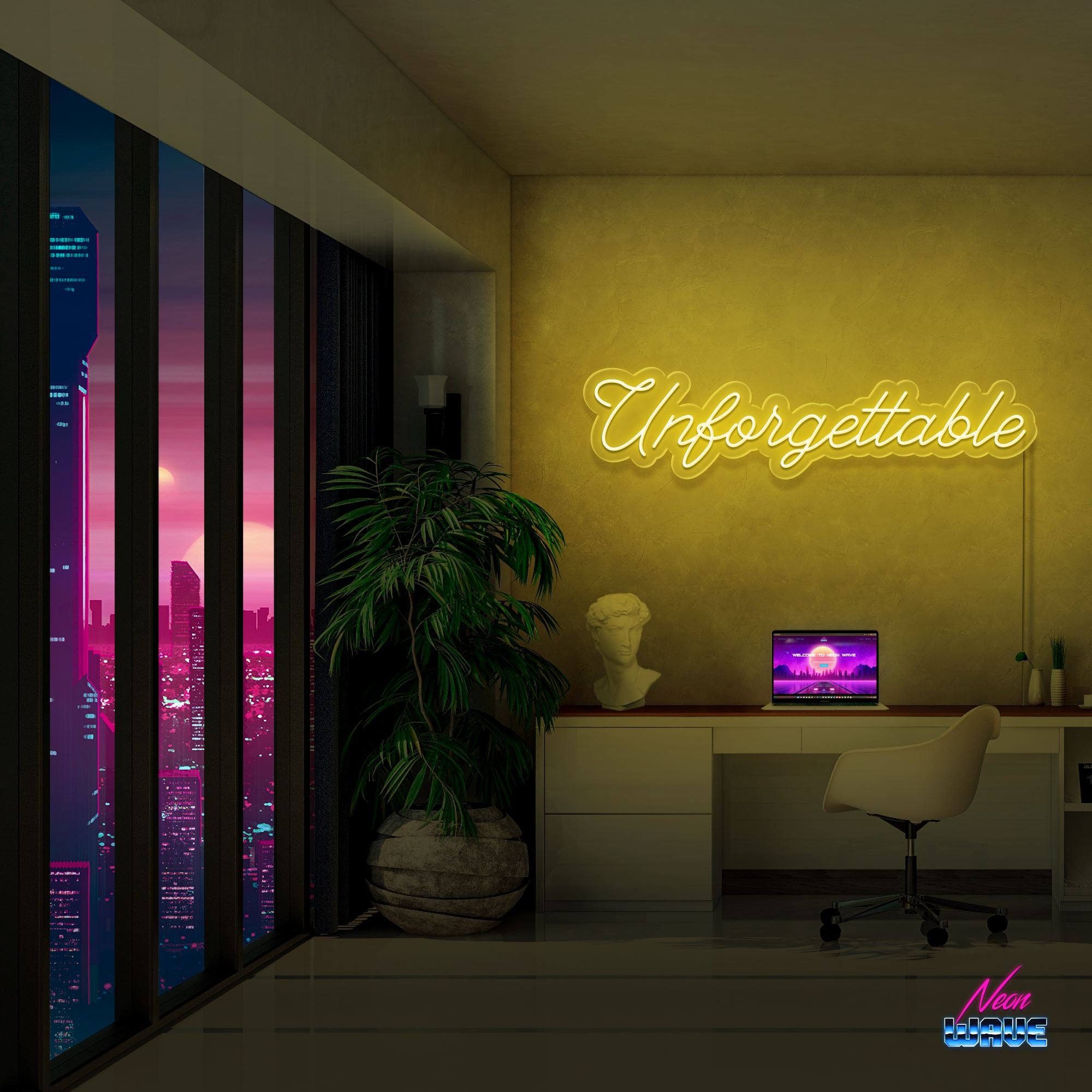 Unforgettable Neon Sign Neonwave.ch 75 cm Gelb 