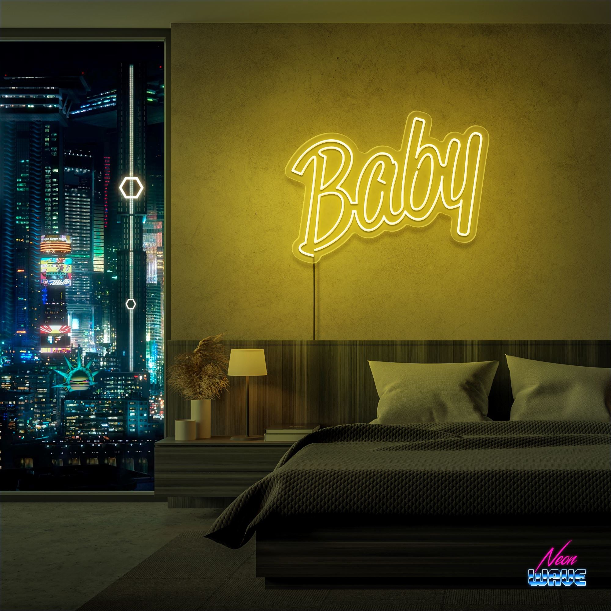 Baby Neon Sign Neonwave.ch 50cm Gelb 