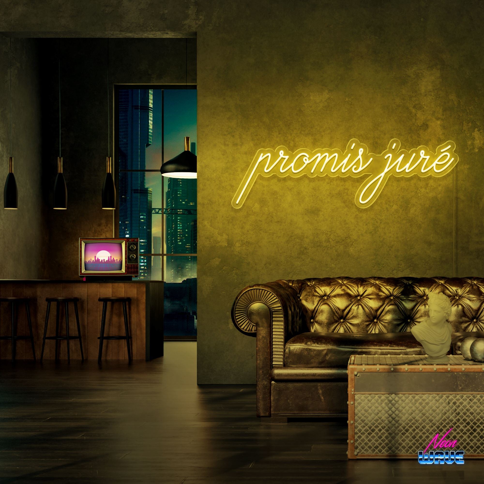 Promis juré Neon Sign Neonwave.ch 75 cm Gelb 