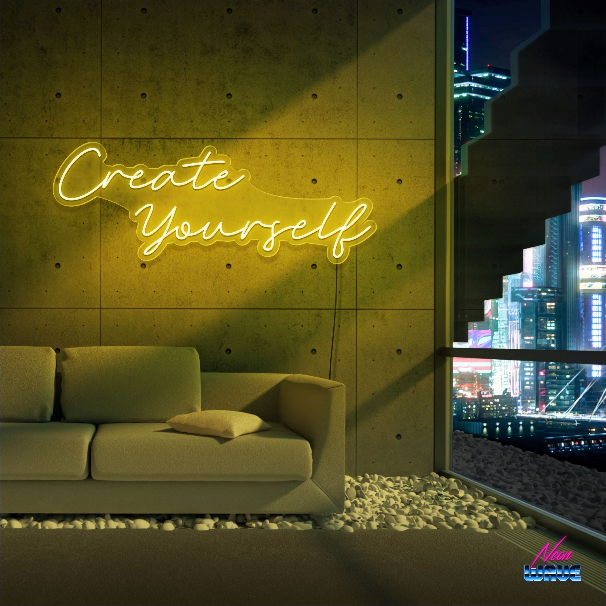 CREATE YOURSELF Neon Sign Neonwave.ch 100cm Gelb 