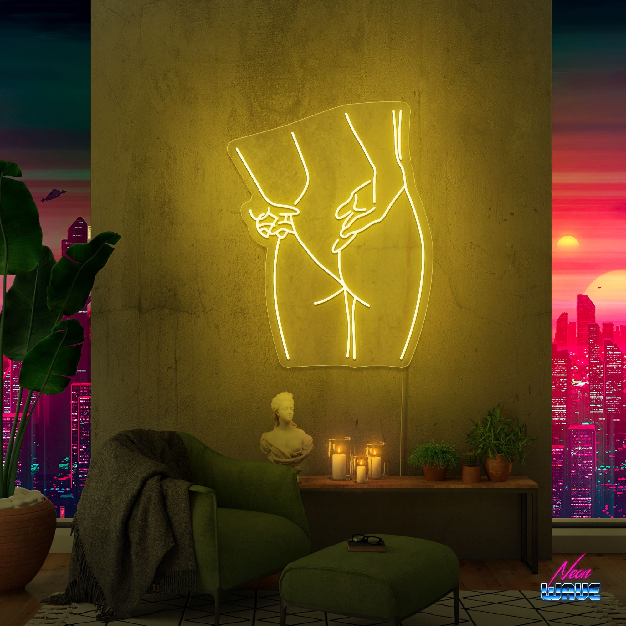 Silhouette Neon Sign Neonwave.ch 75cm Gelb 