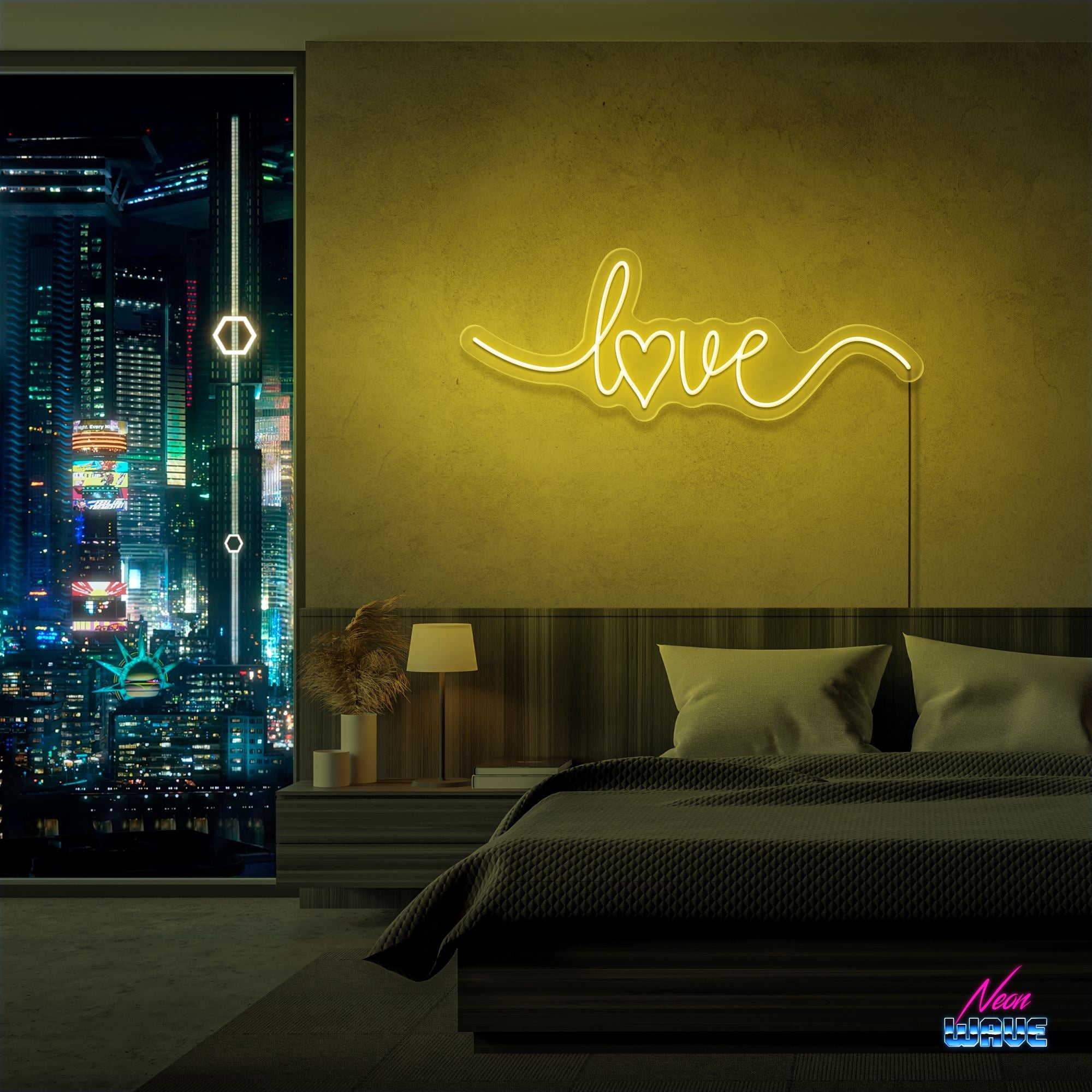 Love Heart Neon Sign Neonwave.ch 50cm Gelb 