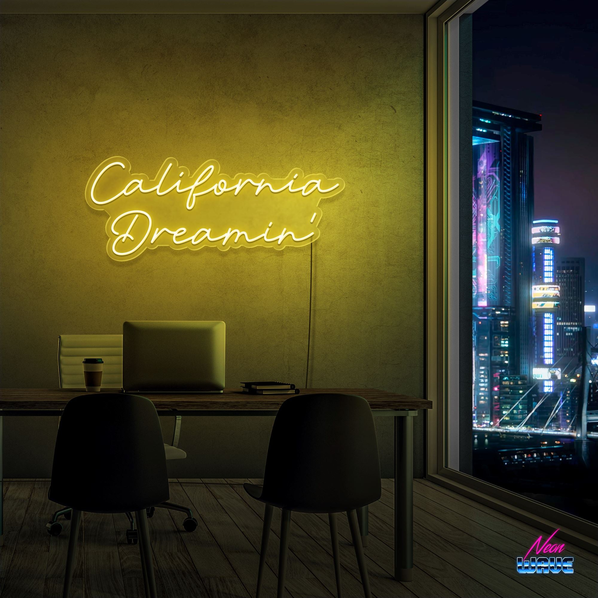 California Dreamin' Neon Sign Neonwave.ch 75cm Gelb 