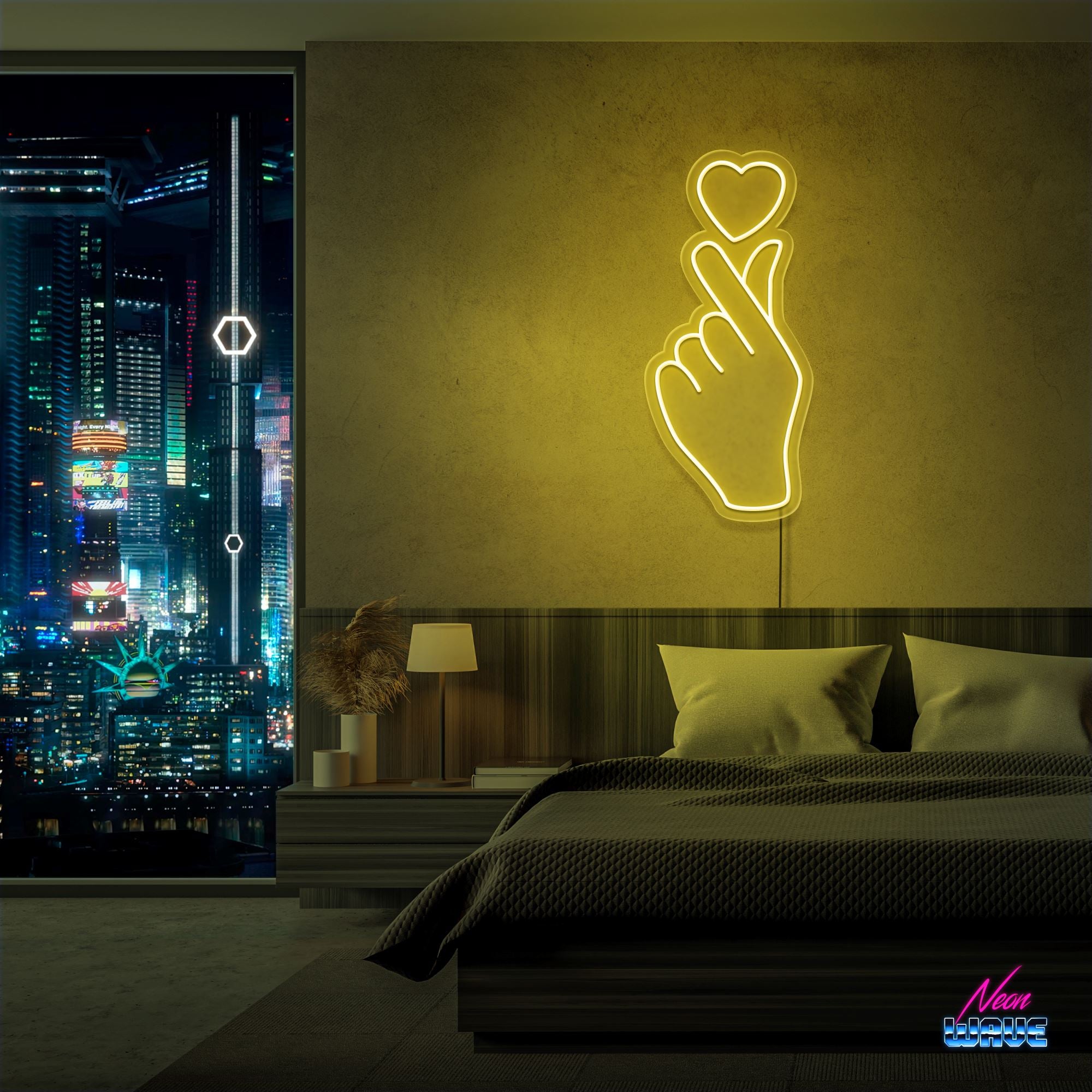 Hand Of Love Neon Sign Neonwave.ch 50cm Gelb 